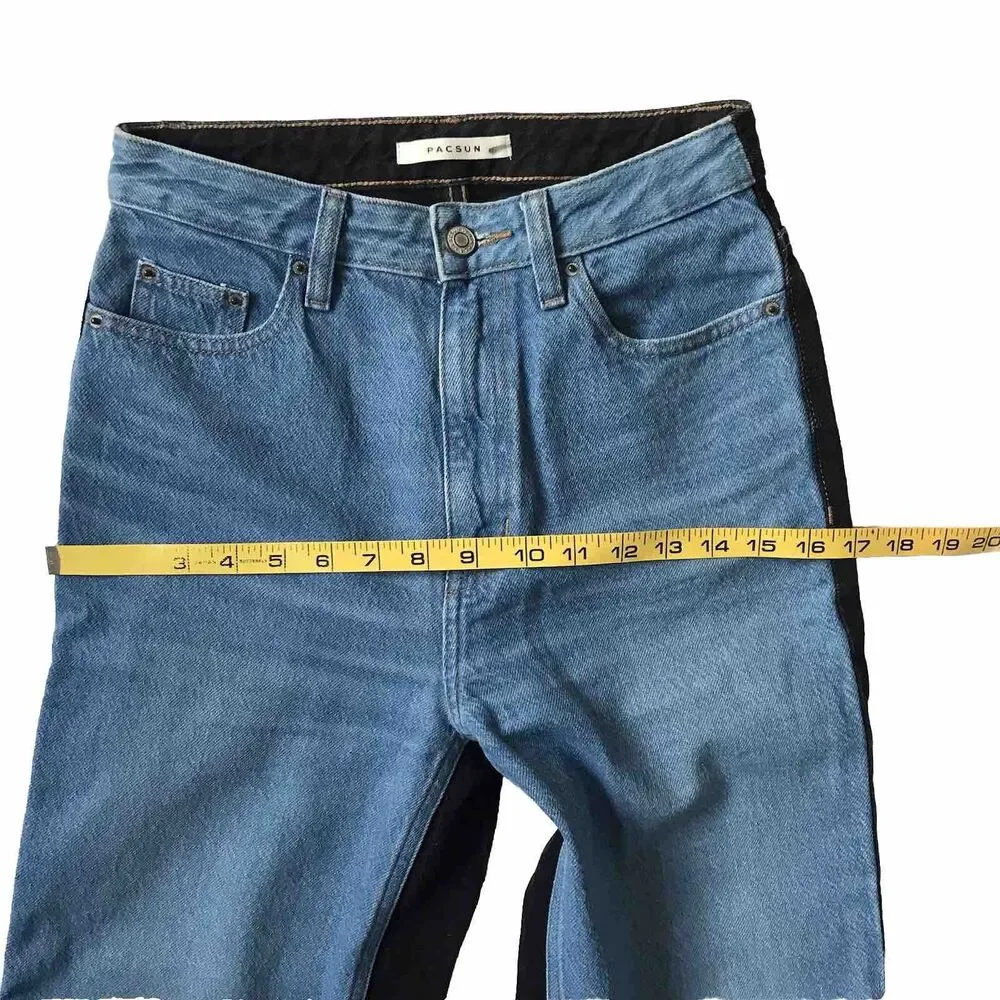 Pacsun Jeans Womens 25 Blue Black 90s Boyfriend Baggy Wide Leg Skater Boho EEUC